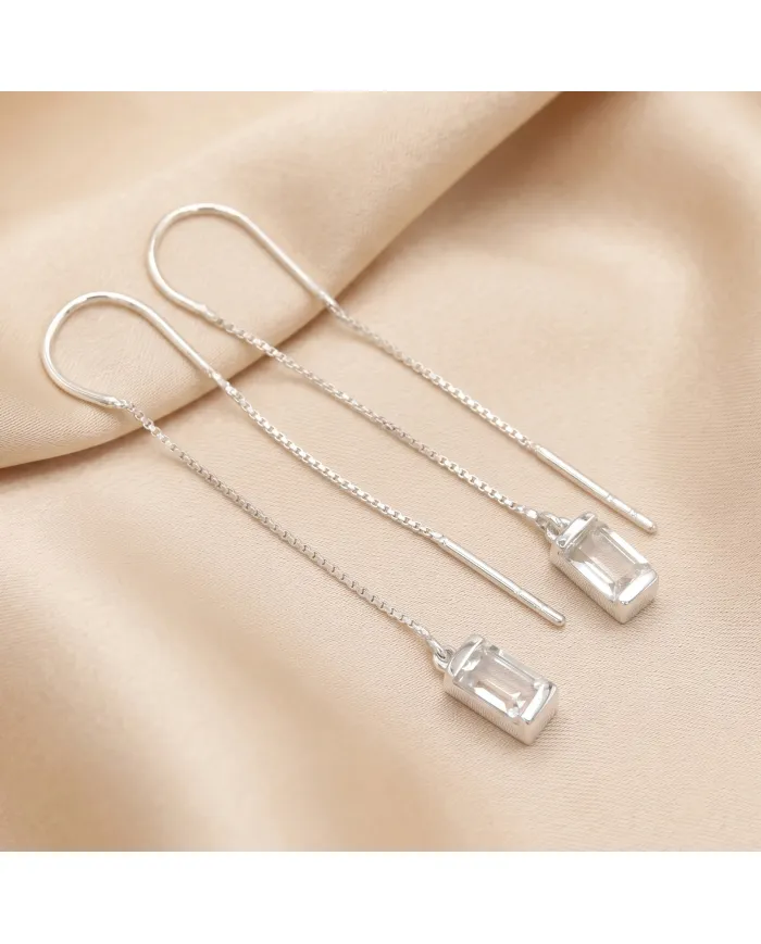 Swarovski Crystal Threader Earrings – 925 Sterling Silver Drop Earrings