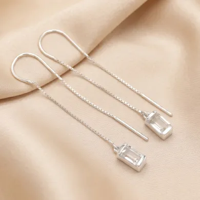 Swarovski Crystal Threader Earrings – 925 Sterling Silver Drop Earrings