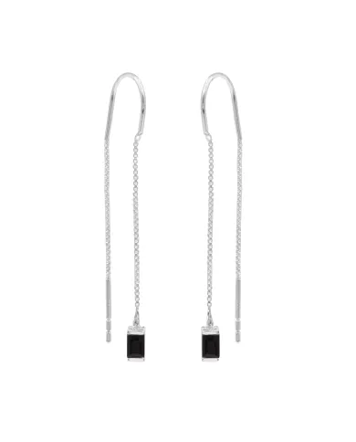 Black Onyx Threader Earrings - 925 Sterling Silver Handmade Jewelry