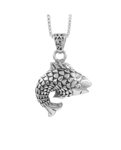 925 Sterling Silver Fish Pendant Necklace - Handmade Unisex Jewelry
