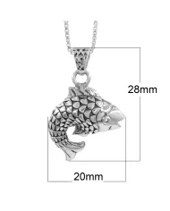 925 Sterling Silver Fish Pendant Necklace - Handmade Unisex Jewelry