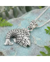 925 Sterling Silver Fish Pendant Necklace - Handmade Unisex Jewelry