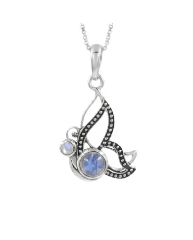 Moonstone Butterfly Necklace - 925 Sterling Silver Minimalist Pendant
