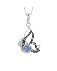 Moonstone Butterfly Necklace - 925 Sterling Silver Minimalist Pendant