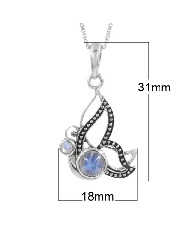 Moonstone Butterfly Necklace - 925 Sterling Silver Minimalist Pendant