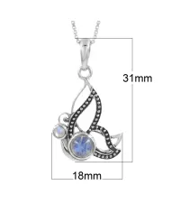 Moonstone Butterfly Necklace - 925 Sterling Silver Minimalist Pendant