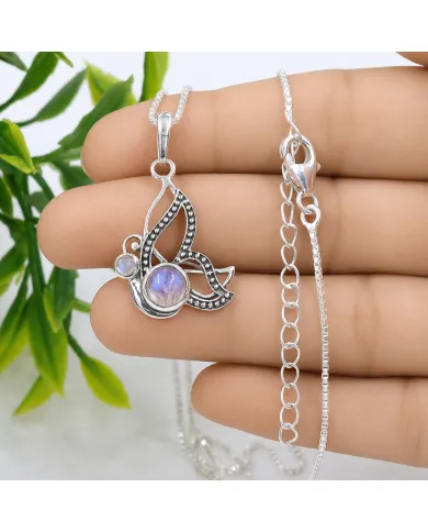 Moonstone Butterfly Necklace - 925 Sterling Silver Minimalist Pendant