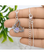 Moonstone Butterfly Necklace - 925 Sterling Silver Minimalist Pendant