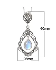 Moonstone Necklace - 925 Sterling Silver Handmade Boho Pendant for Her