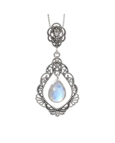 Moonstone Necklace - 925 Sterling Silver Handmade Boho Pendant for Her