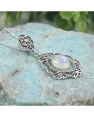 Moonstone Necklace - 925 Sterling Silver Handmade Boho Pendant for Her