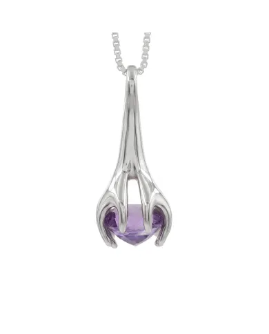 Amethyst Holding Hands Pendant Necklace | 925 Sterling Silver Jewelry