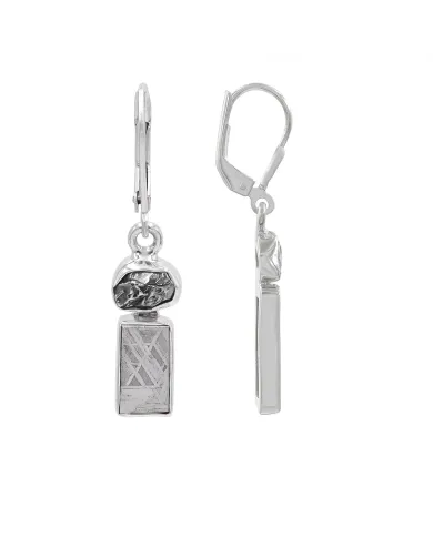 Meteorite Earrings - 925 Sterling Silver Raw Gemstone Jewelry