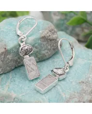 Meteorite Earrings - 925 Sterling Silver Raw Gemstone Jewelry