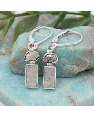 Meteorite Earrings - 925 Sterling Silver Raw Gemstone Jewelry