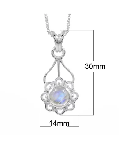 Moonstone Flower Pendant 925 Sterling Silver - Handmade Jewelry for Her