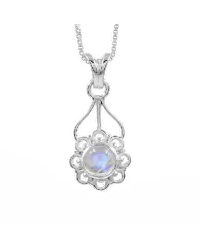 Moonstone Flower Pendant 925 Sterling Silver - Handmade Jewelry for Her
