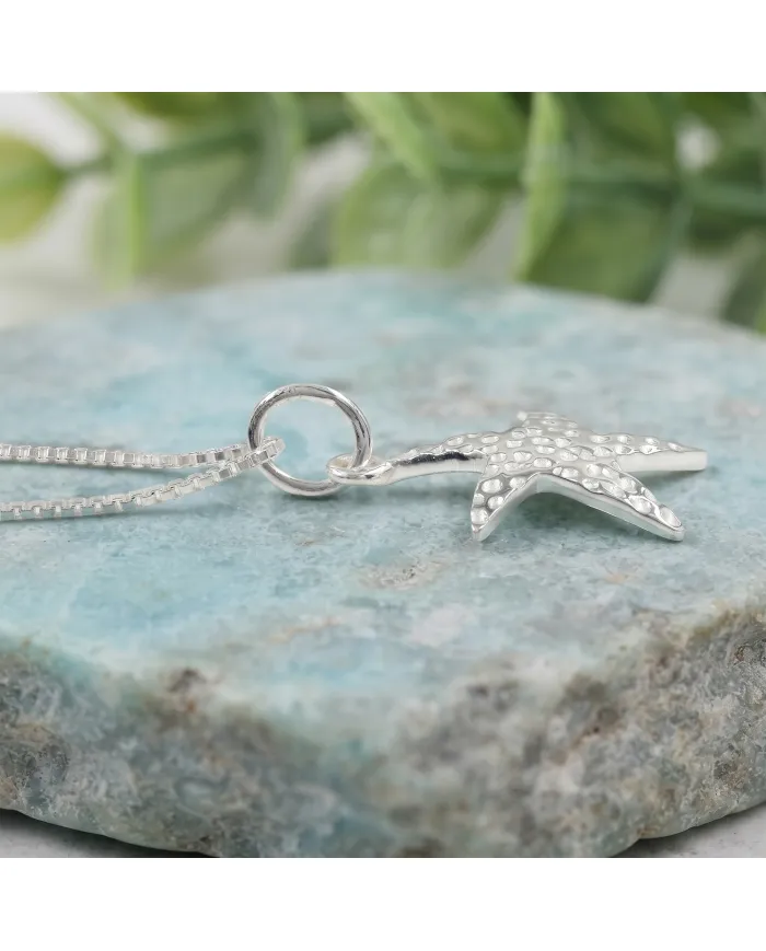 925 Sterling Silver Starfish Pendant – Handmade Unisex Minimalist Jewelry