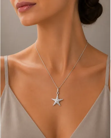 925 Sterling Silver Starfish Pendant – Handmade Unisex Minimalist Jewelry
