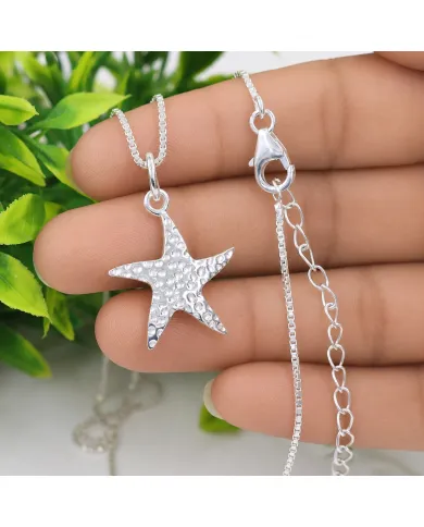 925 Sterling Silver Starfish Pendant – Handmade Unisex Minimalist Jewelry