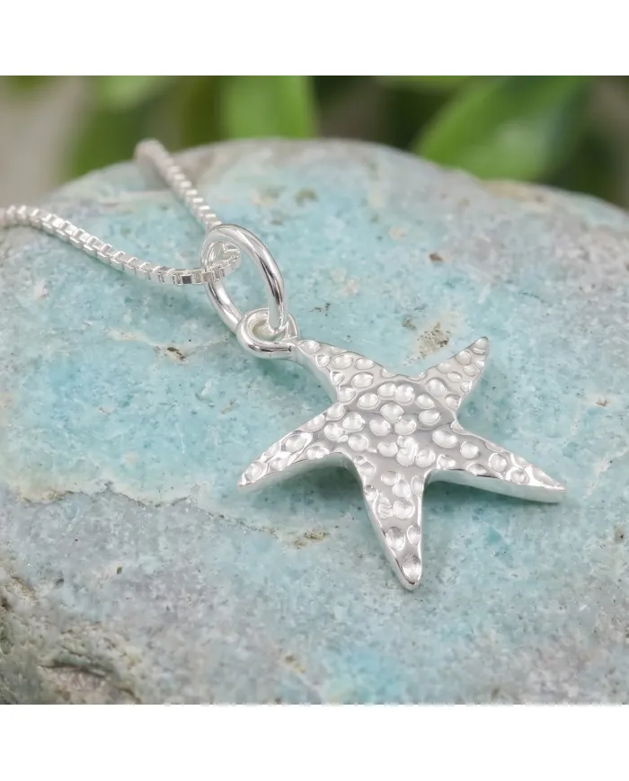 925 Sterling Silver Starfish Pendant – Handmade Unisex Minimalist Jewelry