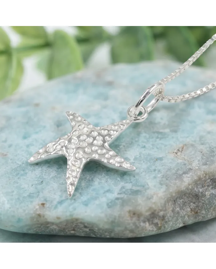 925 Sterling Silver Starfish Pendant – Handmade Unisex Minimalist Jewelry