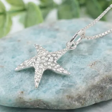 925 Sterling Silver Starfish Pendant – Handmade Unisex Minimalist Jewelry