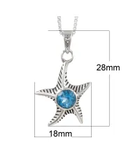 Swiss Blue Topaz Starfish Pendant - 925 Sterling Silver Dainty Jewelry