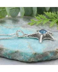 Swiss Blue Topaz Starfish Pendant - 925 Sterling Silver Dainty Jewelry