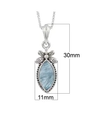 925 Sterling Silver Aquamarine Pendant – Handmade Marquise Cut Jewelry