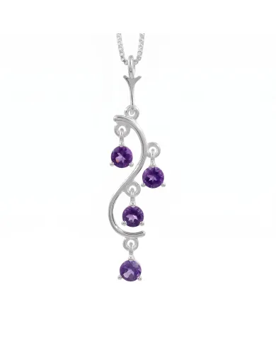 Amethyst Pendant 925 Sterling Silver - Handmade Swirl Necklace for Her