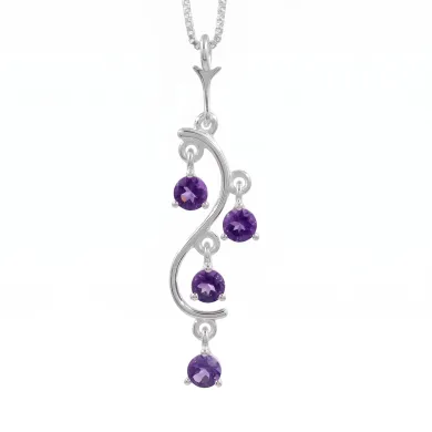Amethyst Pendant 925 Sterling Silver - Handmade Swirl Necklace for Her