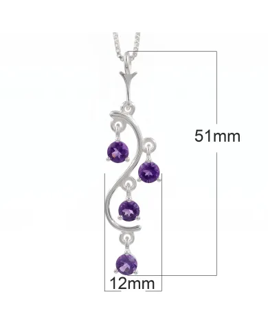 Amethyst Pendant 925 Sterling Silver - Handmade Swirl Necklace for Her