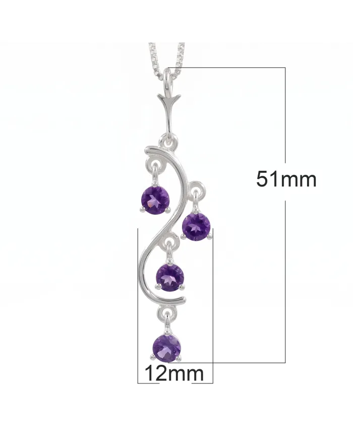 Amethyst Pendant 925 Sterling Silver - Handmade Swirl Necklace for Her