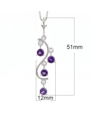Amethyst Pendant 925 Sterling Silver - Handmade Swirl Necklace for Her