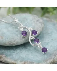 Amethyst Pendant 925 Sterling Silver - Handmade Swirl Necklace for Her