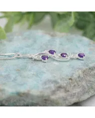 Amethyst Pendant 925 Sterling Silver - Handmade Swirl Necklace for Her