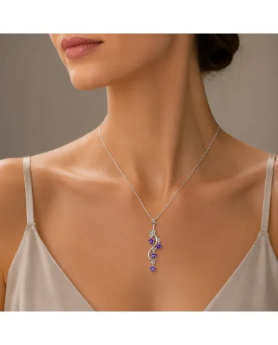 Amethyst Pendant 925 Sterling Silver - Handmade Swirl Necklace for Her