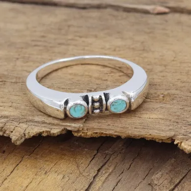 Arizona Turquoise Ring - 925 Sterling Silver Handmade Band