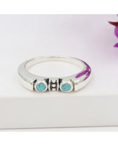 Arizona Turquoise Ring - 925 Sterling Silver Handmade Band