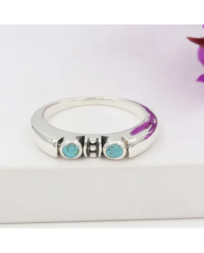 Arizona Turquoise Ring - 925 Sterling Silver Handmade Band