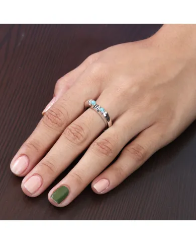 Arizona Turquoise Ring - 925 Sterling Silver Handmade Band
