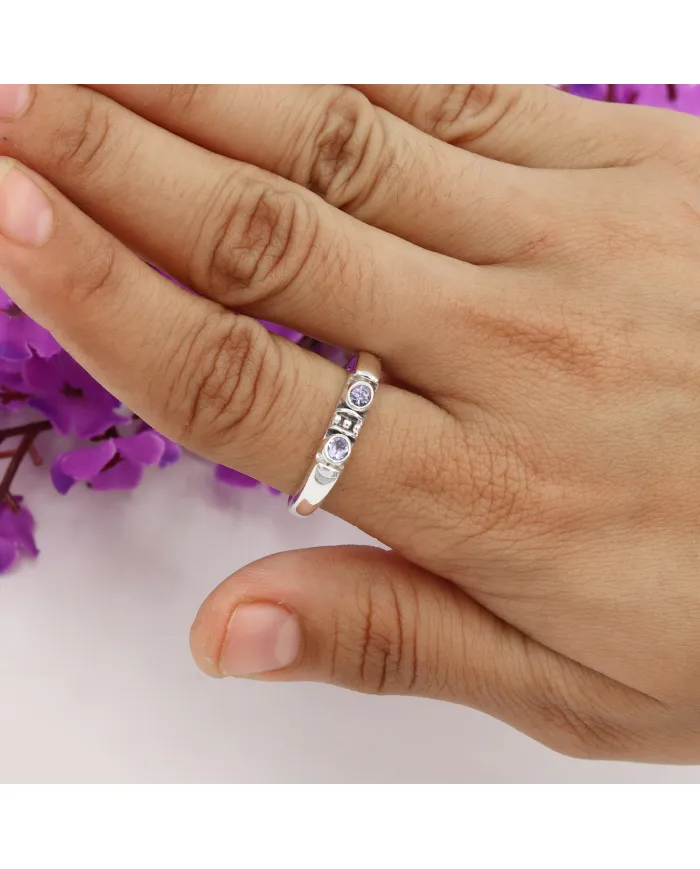 Tanzanite Ring - 925 Sterling Silver Handmade Band Minimalist Jewelry
