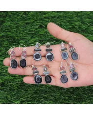 925 Sterling Silver Tabasco Geode & Tourmaline Drop Earrings