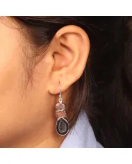 925 Sterling Silver Tabasco Geode & Tourmaline Drop Earrings
