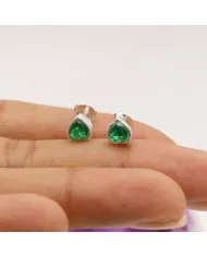 925 Sterling Silver Emerald Heart Stud Earrings for Women and Men