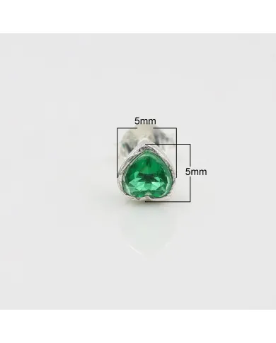925 Sterling Silver Emerald Heart Stud Earrings for Women and Men