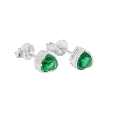 925 Sterling Silver Emerald Heart Stud Earrings for Women and Men