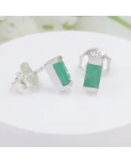 Emerald Stud Earrings - 925 Sterling Silver Jewelry