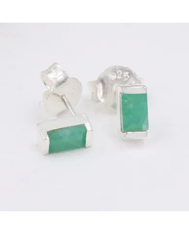 Emerald Stud Earrings - 925 Sterling Silver Jewelry